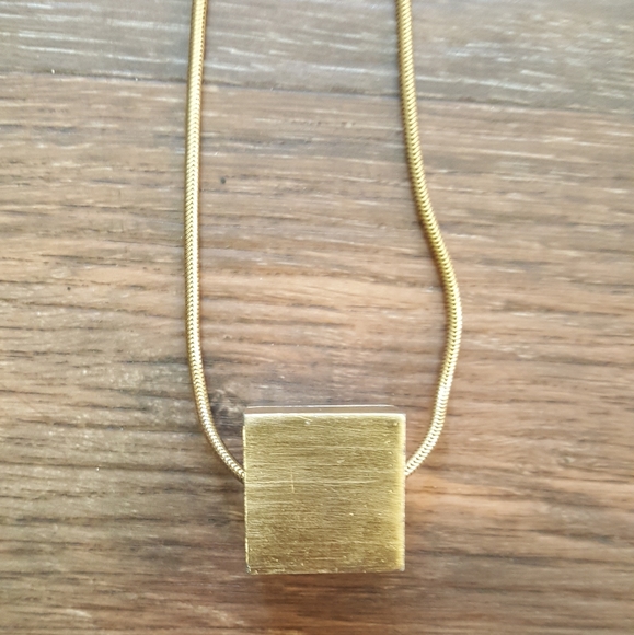 Vintage 16" Silver and Gold Tone Cube Necklace - Picture 2 of 4